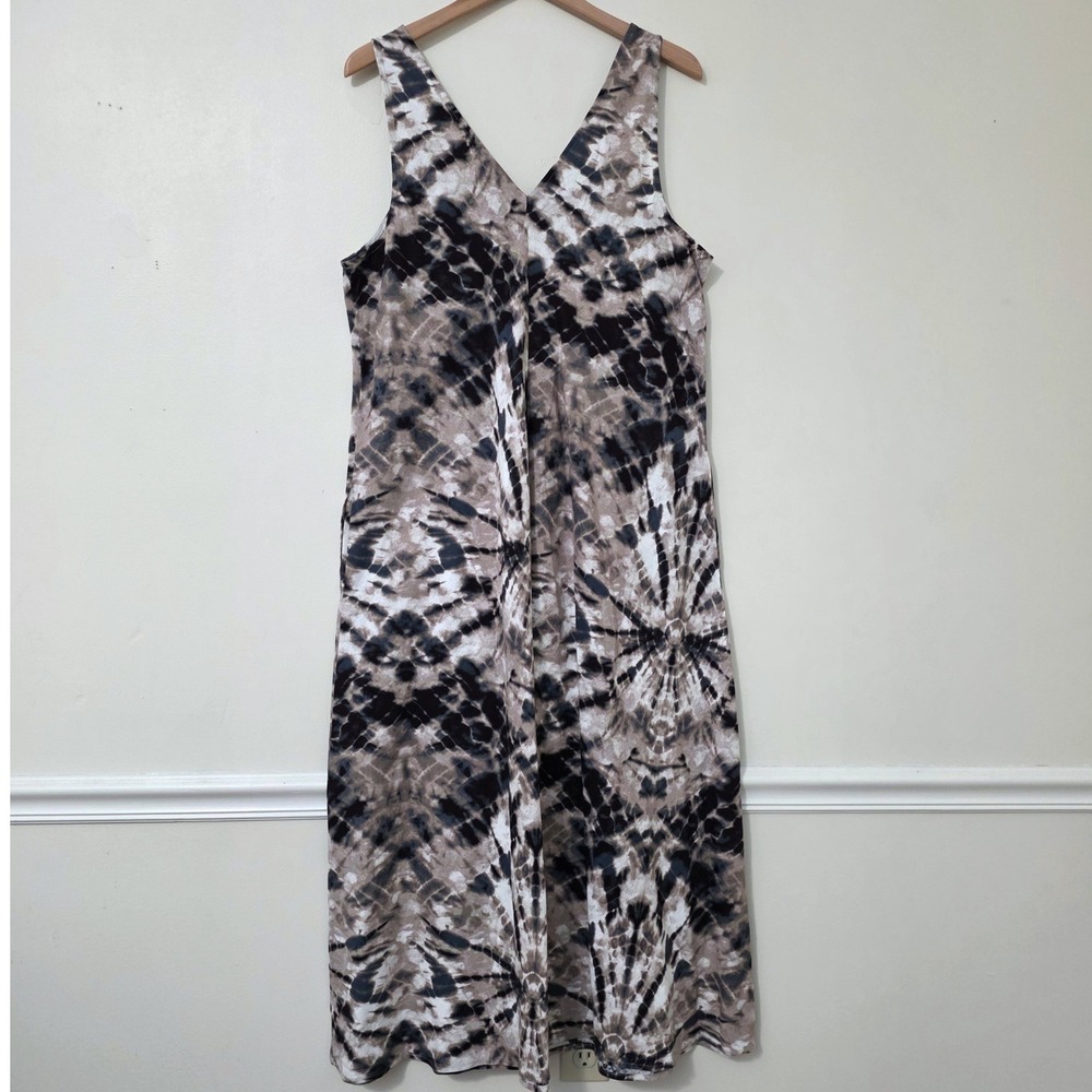 Simply Vera Wang Linen Blend‎ Tie Dye Maxi Dress Sz XL Boho Coastal Resortwear - Picture 5 of 13